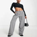 Pull & Bear darted mid waisted tailored pants in grey