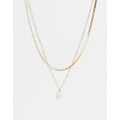 DesignB London multirow necklace with semi precious stone in gold tone