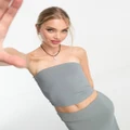 Pull & Bear soft shaping bandeau top in grey (part of a set)