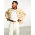 Calvin Klein Jeans workwear boxy cropped jacket in beige-Neutral