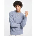 Le Breve diamond cable knit jumper in light grey