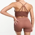 ASOS 4505 seamless yoga 5cm booty shorts with lettuce edge in brown