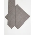 Noak slim tie and pocket square in brown houndstooth