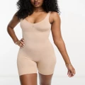 Magic Bodyfashion low back contour shaping bodysuit with shorts detail in cappuccino-Neutral