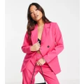 Vila Petite tailored asymmetric suit blazer in bright pink