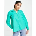 Pieces open back shirt in bright green