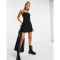 Pull & Bear spaghetti strap mini dress with cut out back detail in black