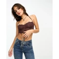 Free People Madi lace corset in hickory brown