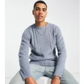Le Breve Tall diamond cable knit jumper in light grey