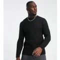 Le Breve Tall diamond cable knit jumper in black