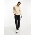 Brave Soul cotton roll neck jumper in stone-Neutral