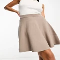 Y.A.S godet knitted mini skirt in mushroom-Neutral
