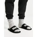 DKNY logo slider slippers in black