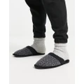 DKNY multi logo mule slippers in black/grey