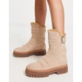 Free People Fable faux fur chunky boots in sand-Neutral