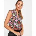 Monki occasion boxy waistcoat in bright floral print (part of a set)-Multi