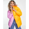 Native Youth oversized padded jacket in colour block-Multi
