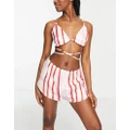 Vero Moda satin strap detail pyjama set in pink & white stripe