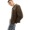 Lee sherpa borg lined cord jacket in truffle tan-Brown