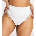 ASOS DESIGN Curve contouring medium control thong with lace in white