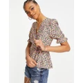 Vero Moda wrap blouse in ditsy floral-Multi