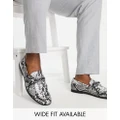 ASOS DESIGN loafers in grey faux snake with snaffle