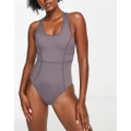 ASOS 4505 active swimsuit with open back detail-Grey
