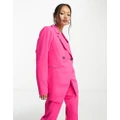 Vila tailored asymmetric suit blazer in bright pink