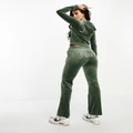 Juicy Couture velour straight leg trackies in dark green (part of a set)