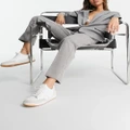 Y.A.S tailored straight leg pants with elasticated waist and turn-up hem in grey check-Multi