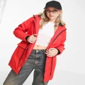 Noisy May faux fur hood parka in bright red