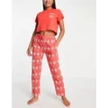 Brave Soul christmas fair isle snowflake pyjama set in red