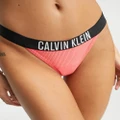Calvin Klein rib logo high leg bikini bottoms in red