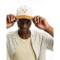 HUF Hat Trick snapback cap in white corduroy and brown peak