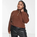 Brave Soul Plus Whitehall polo neck jumper in chocolate brown