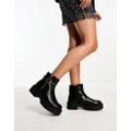 Glamorous chunky chelsea boots with buckle in black