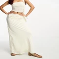 Pull & Bear mesh column skirt in white (part of a set)