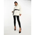 Calvin Klein Jeans belted long puffer jacket in white