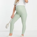 ASOS DESIGN Maternity high waist pants in skinny fit in khaki-Green