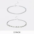 Topshop 2 pack baguette and crystal choker-Gold