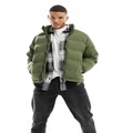 Pull & Bear puffer jacket in khaki-Green