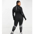 ASOS 4505 Curve all in one base layer with 1/2 zip and contouring detail in black-Multi