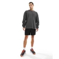 ASOS 4505 oversized cotton long sleeve t-shirt with quick dry in pigment washed grey-Black
