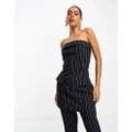 NA-KD x Chloe Schuterman longline striped corset in navy and white (part of a set)