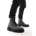 Pull & Bear tall military boots in washed brown