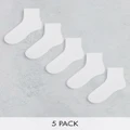 ASOS DESIGN 5 pack terry sole ankle socks in white