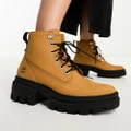 Timberland Everleigh 6 inch lace up chunky boots in wheat nubuck leather-Neutral