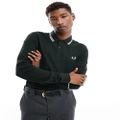 Fred Perry twin tipped long sleeve polo shirt in night green