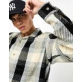 Obey Bruce plaid heavyweight shirt in off white
