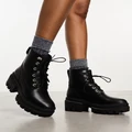 Timberland Everleigh 6 inch lace up chunky boots in black full grain leather